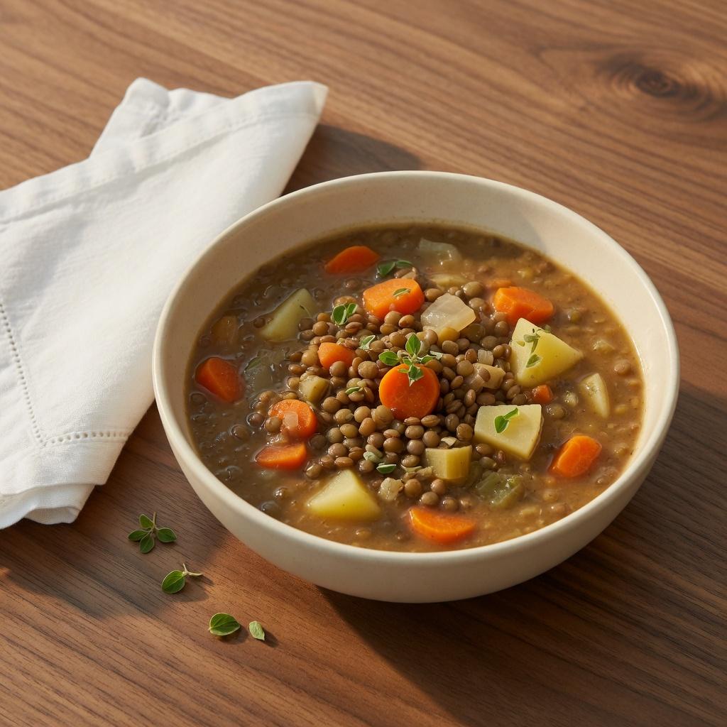 Czech Lentil Root Vegetable Soup — production recipe image