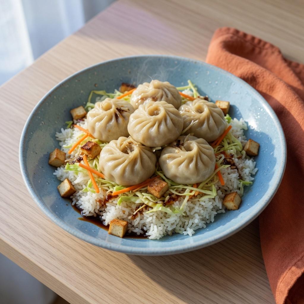 Nepalese Vegetable Momo Rice Bowl — production recipe image