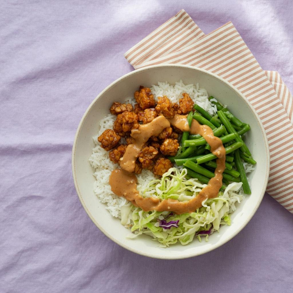 Indonesian Tempeh Peanut Rice Bowl — production recipe image