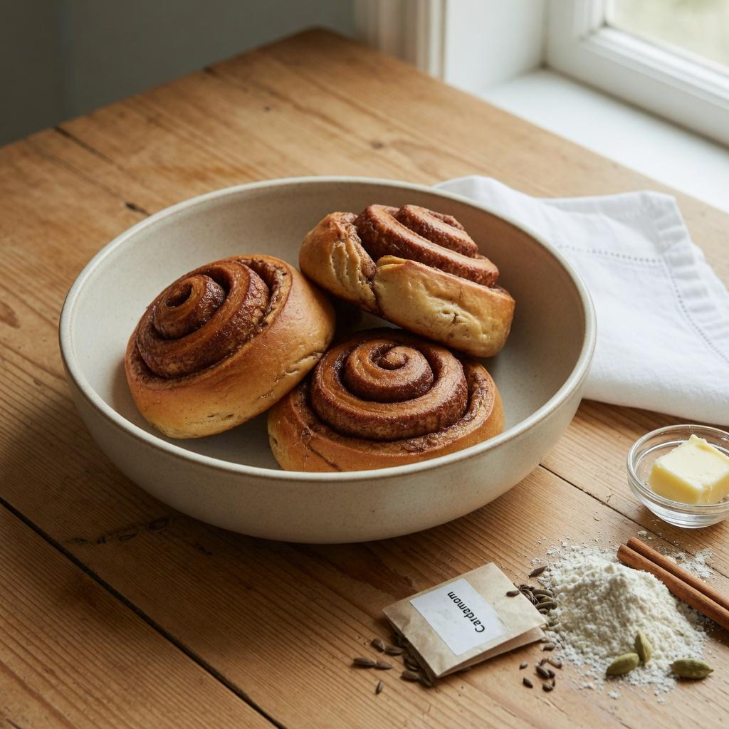 Norwegian Cinnamon Cardamom Buns — production recipe image
