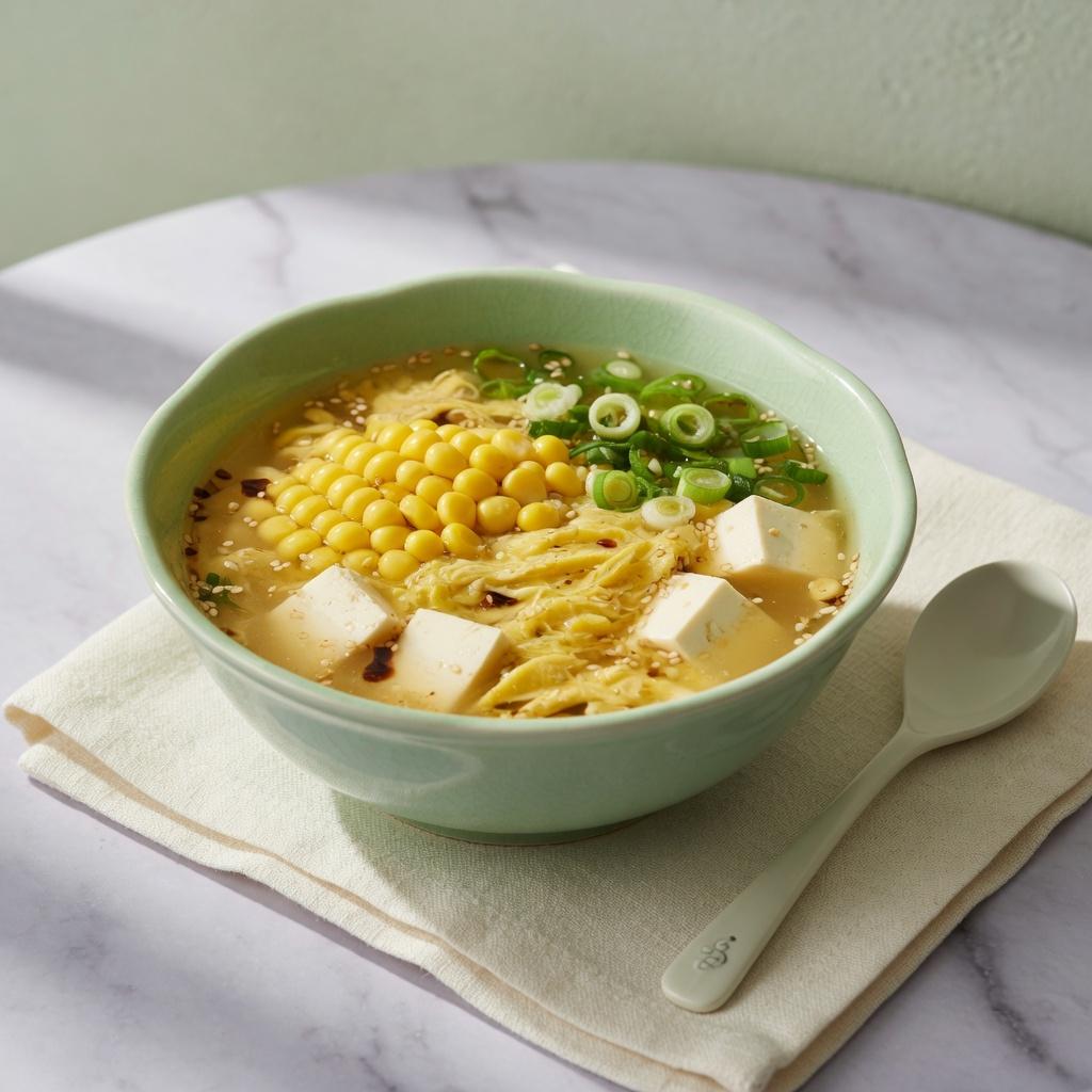 Chinese Corn Egg Tofu Soup — production recipe image