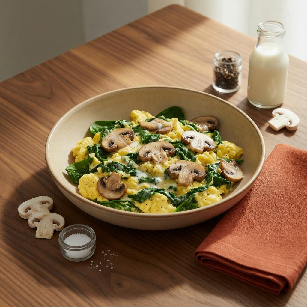 Mushroom Spinach Scramble — production recipe image