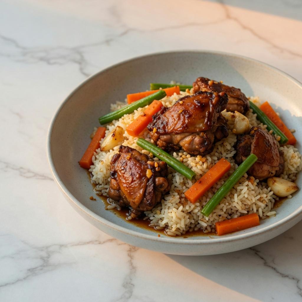 Filipino Chicken Adobo Vegetable Rice — production recipe image