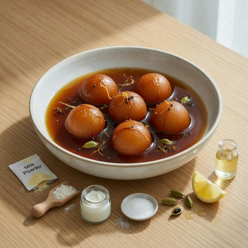 Gulab Jamun in Cardamom Syrup — production recipe image