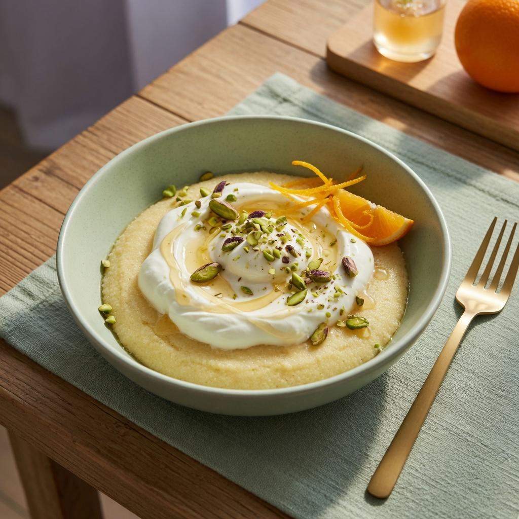 Lebanese Orange Blossom Semolina Yogurt Cups — production recipe image