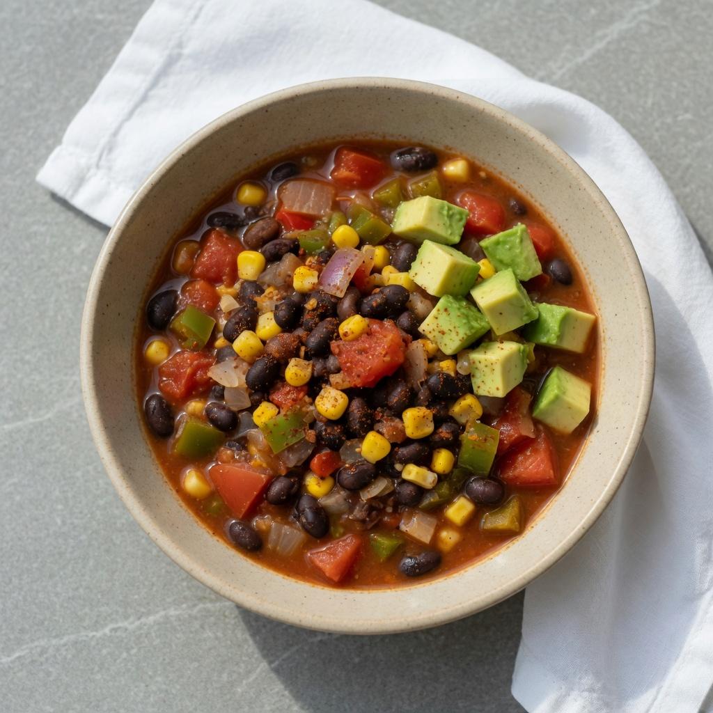 US Southwest Black Bean Corn Chili — production recipe image