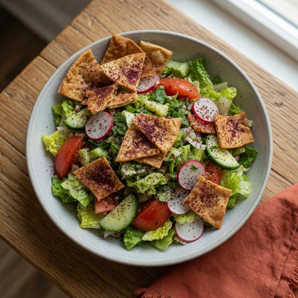 Fattoush with Sumac Pita Chips — production recipe image
