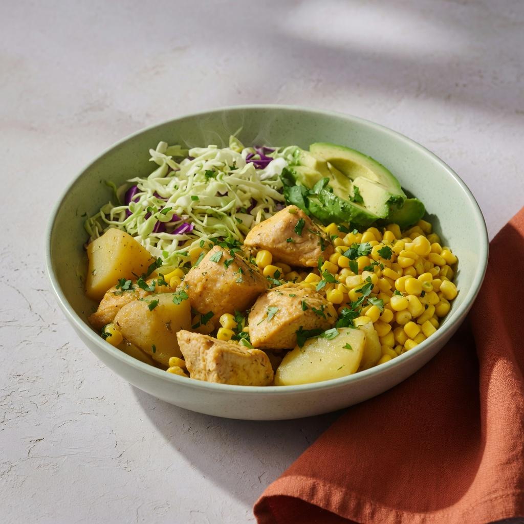 Colombian Chicken Potato Corn Bowl — production recipe image