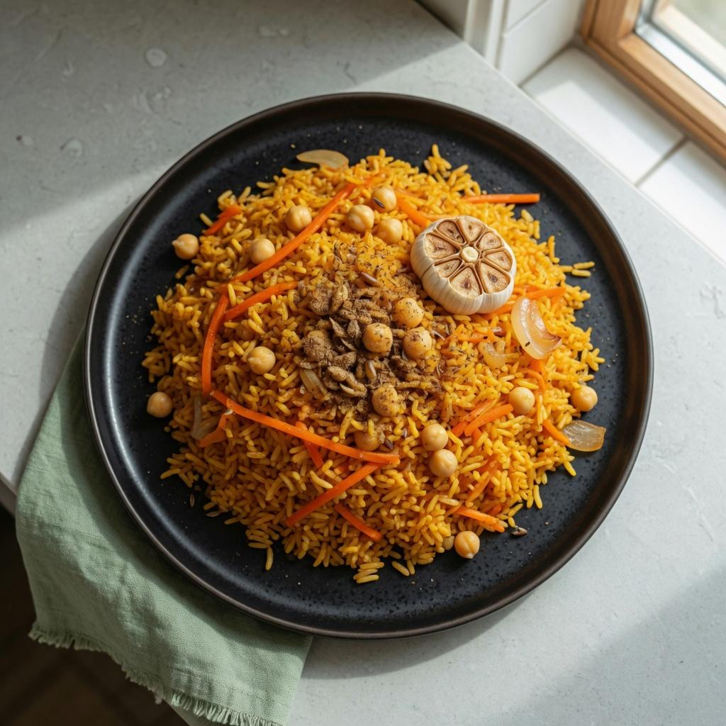 Uzbek Chickpea Carrot Rice Plov — production recipe image