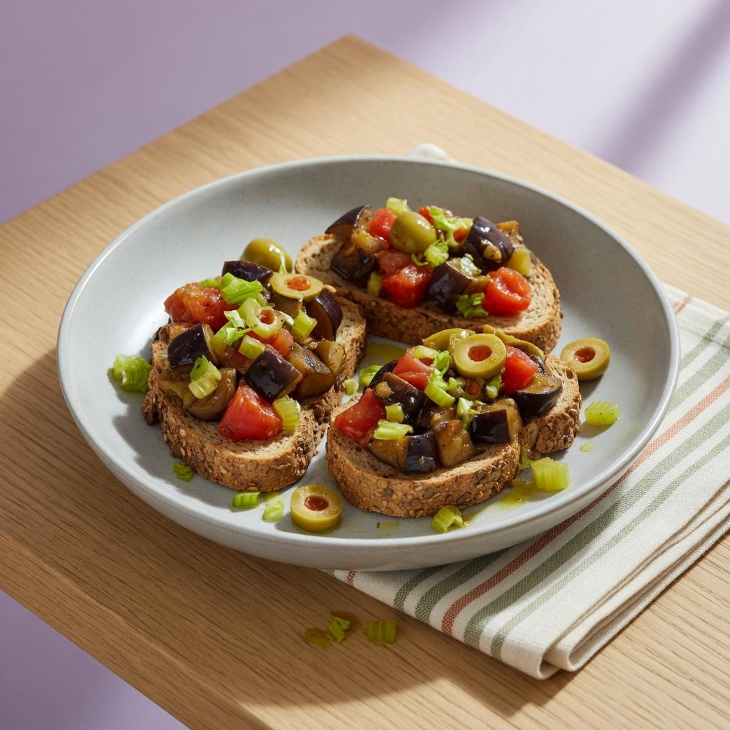 Sicilian Eggplant Caponata Toasts — production recipe image