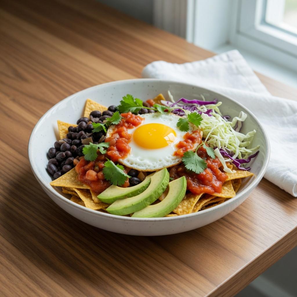 Mexican Bean Chilaquiles Breakfast — production recipe image