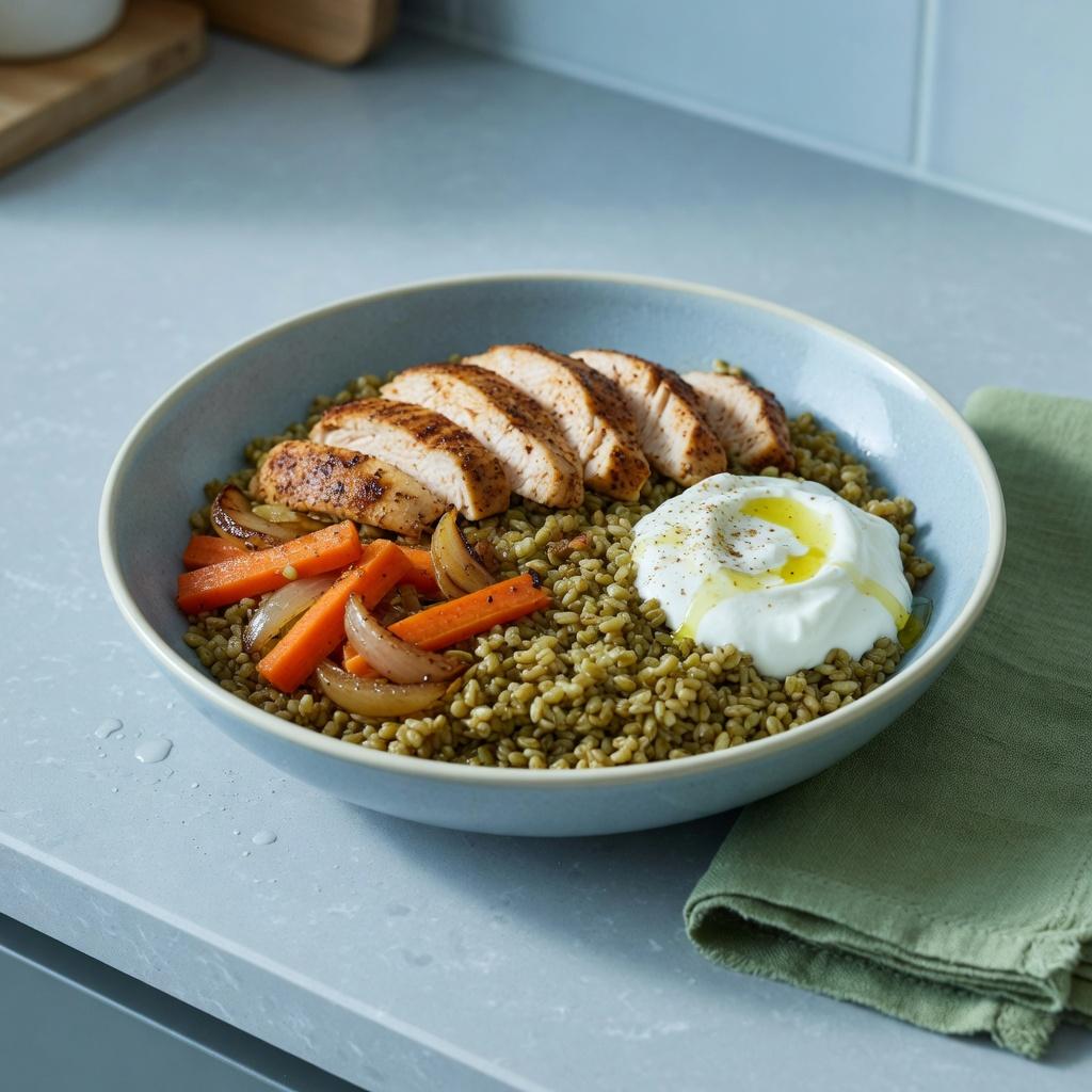Jordanian Chicken Freekeh Bowl — production recipe image