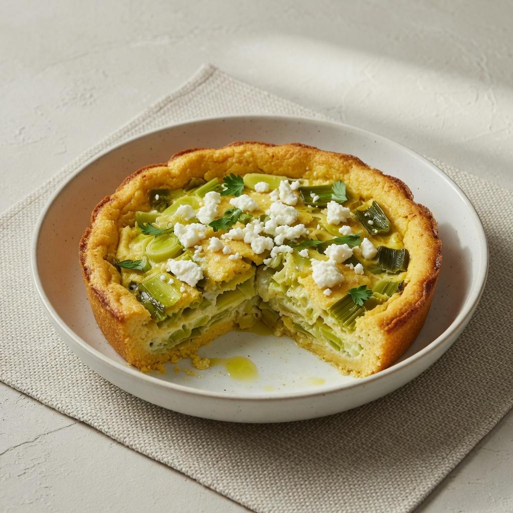 Albanian Leek Cornmeal Pie — production recipe image