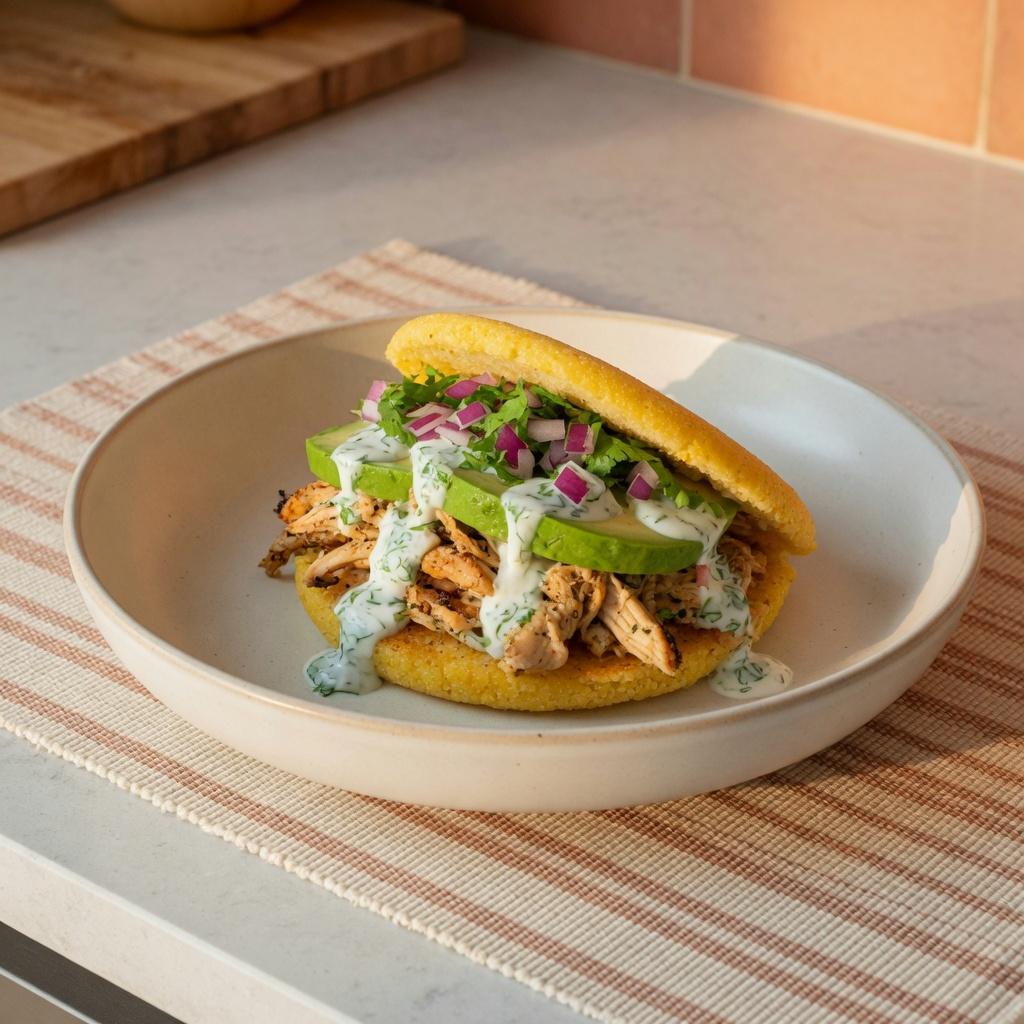 Chicken Avocado Arepa — production recipe image