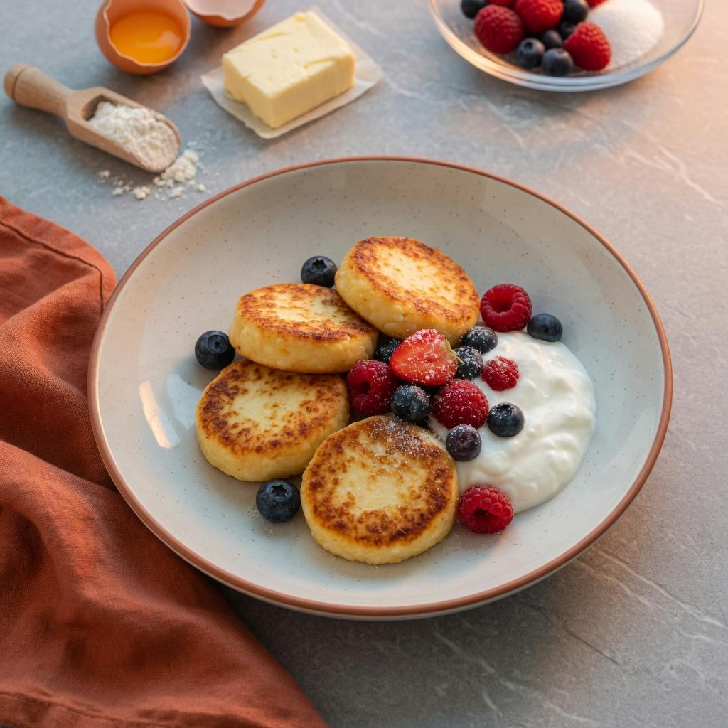 Cottage Cheese Syrniki Pancakes — production recipe image