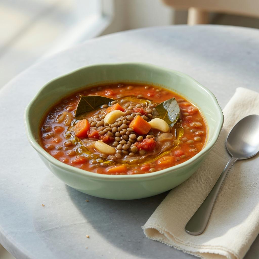 Greek Lentil Fakes Soup — production recipe image