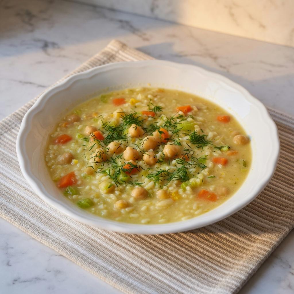 Greek Lemon Chickpea Rice Soup — production recipe image