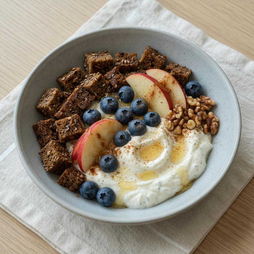 Icelandic Rye Bread Yogurt Berry Bowl — production recipe image