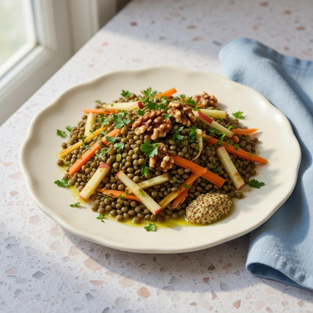 French Lentil Walnut Carrot Salad — production recipe image