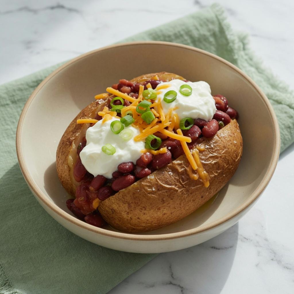Baked Potato with Beans and Yogurt — production recipe image