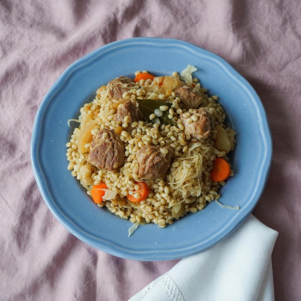 Estonian Barley Cabbage Pork Skillet — production recipe image
