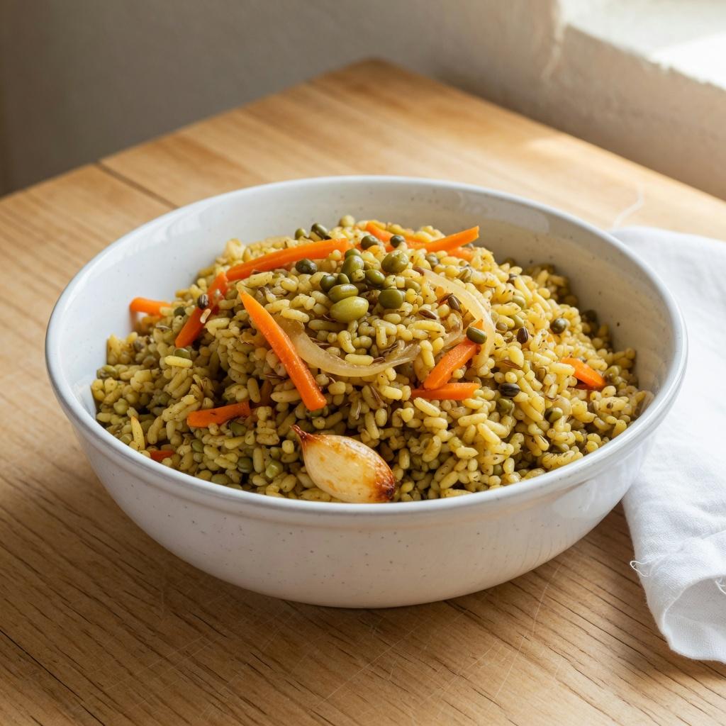 Moshkichiri Mung Bean Rice Pilaf — production recipe image