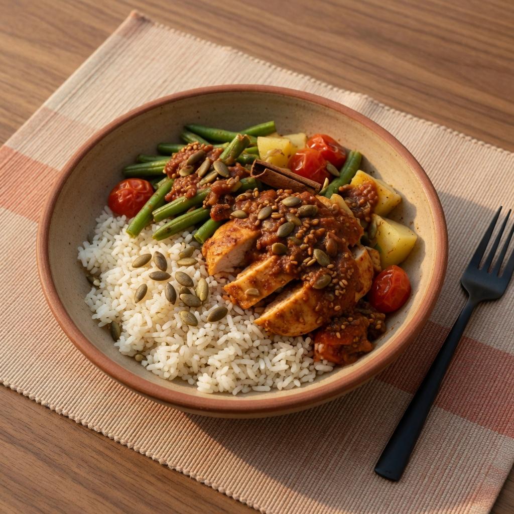 Guatemalan Pepian Chicken Vegetable Bowl — production recipe image