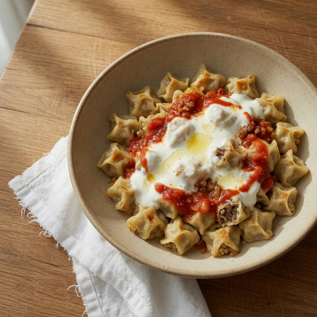Baked Manti with Yogurt — production recipe image