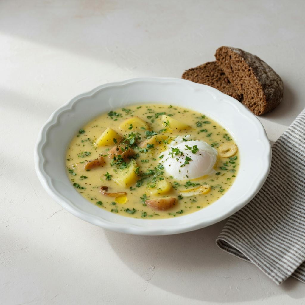 Czech Potato Garlic Marjoram Soup — production recipe image