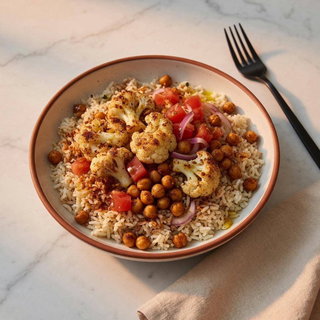 Palestinian Cauliflower Chickpea Rice Bowl — production recipe image