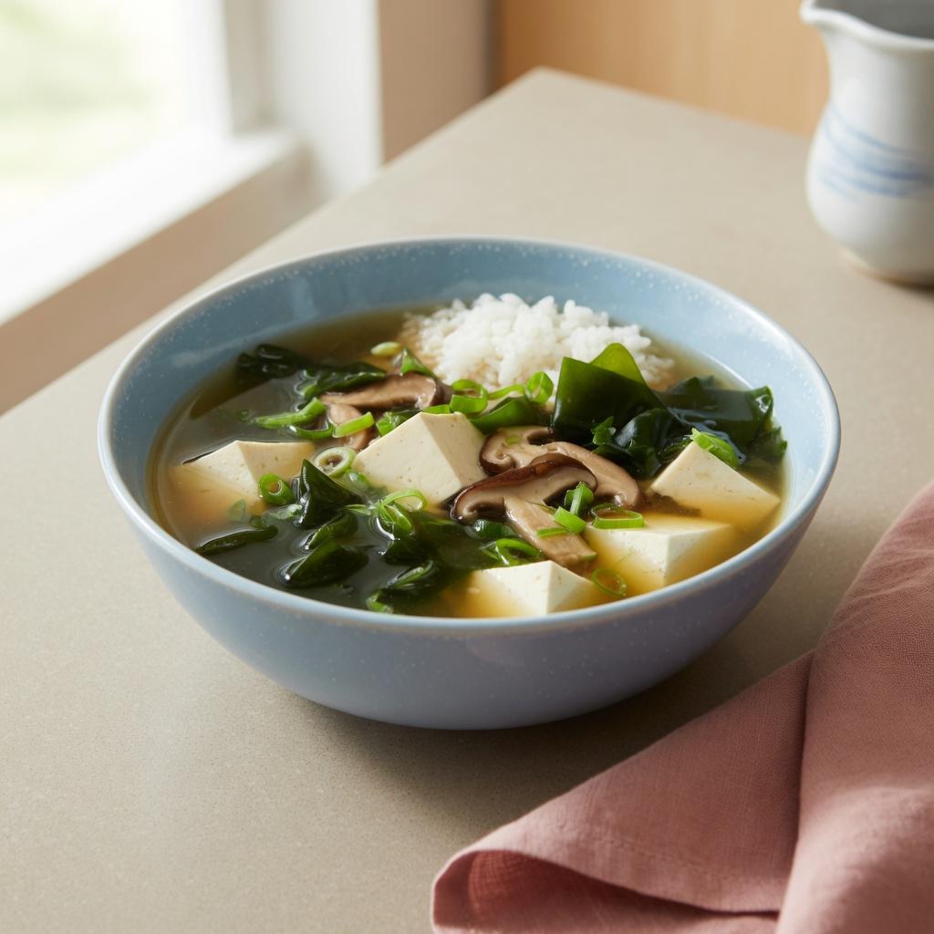 Japanese Wakame Tofu Miso Soup Bowl — production recipe image