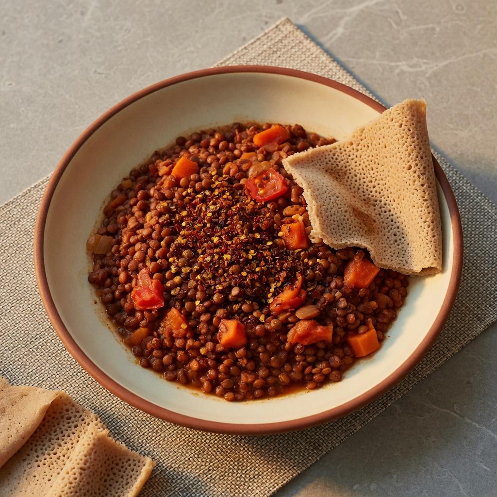 Ethiopian Berbere Lentil Injera Bowl — production recipe image